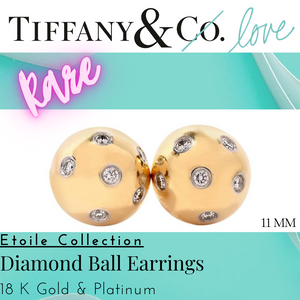 Etoile Collection Diamond Ball Earrings 18 K Gold & Platinum