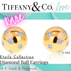 Etoile Collection Diamond Ball Earrings 18 K Gold & Platinum
