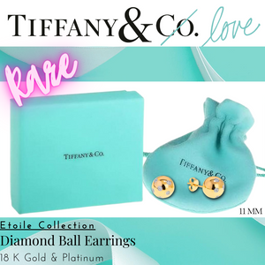 Etoile Collection Diamond Ball Earrings 18 K Gold & Platinum