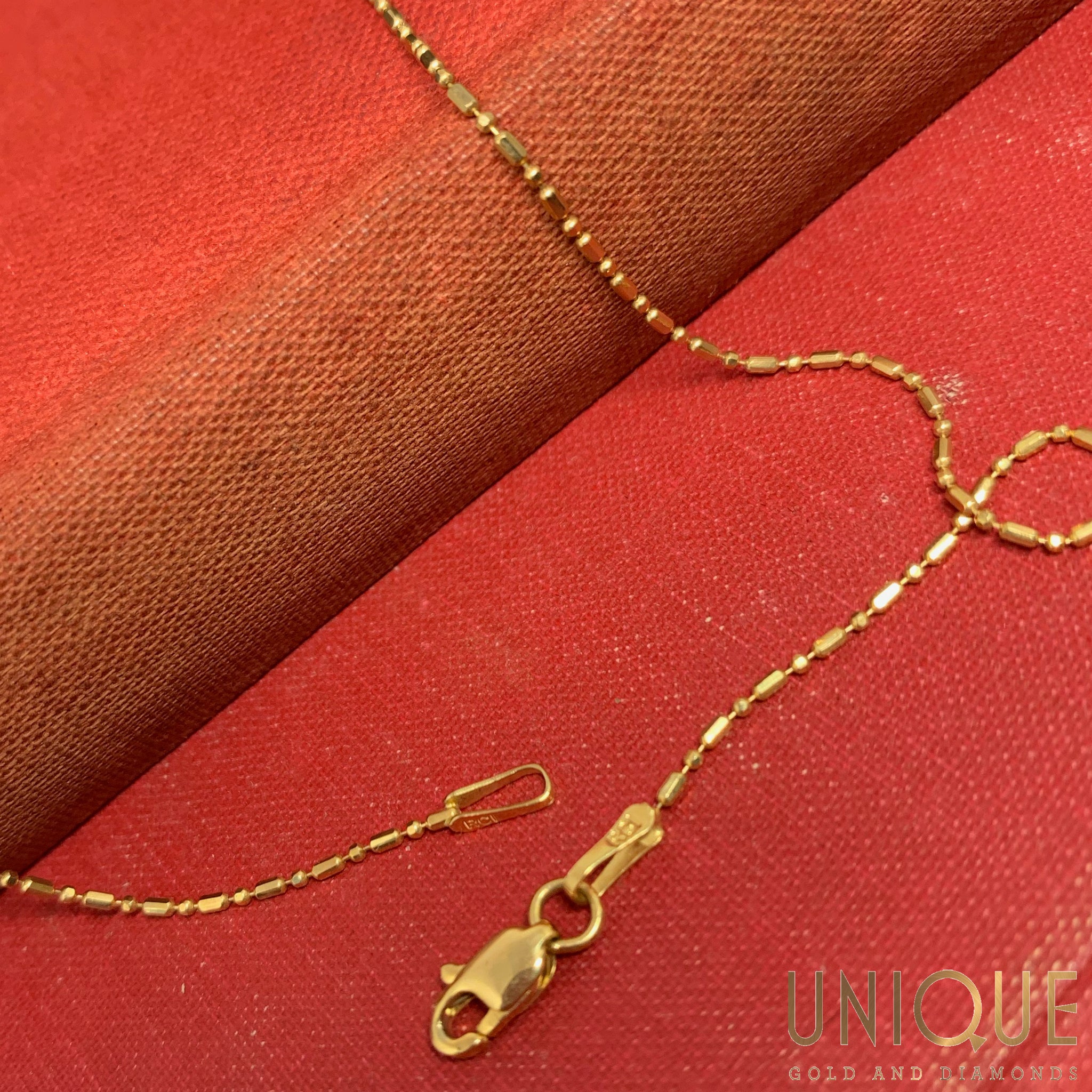 14k Bead Chain 16 Inch - Unique Gold & Diamonds