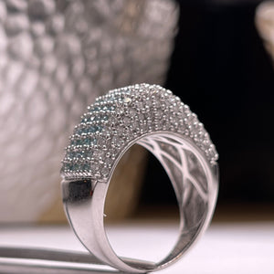 Blue and White Diamond Cocktail ring Ring set in 14k white gold