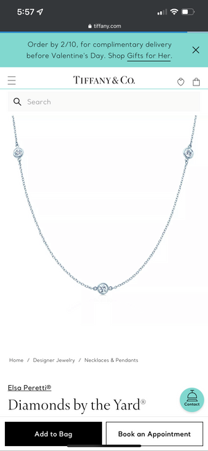 Tiffany & Co. Elsa Peretti Diamonds by the Yard Necklace in Platinum