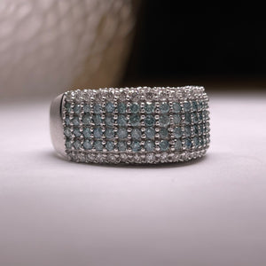 Blue and White Diamond Cocktail ring Ring set in 14k white gold