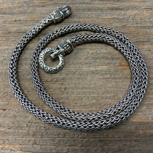 Vintage Sterling Silver Wheat Link Chain with marcasite closure