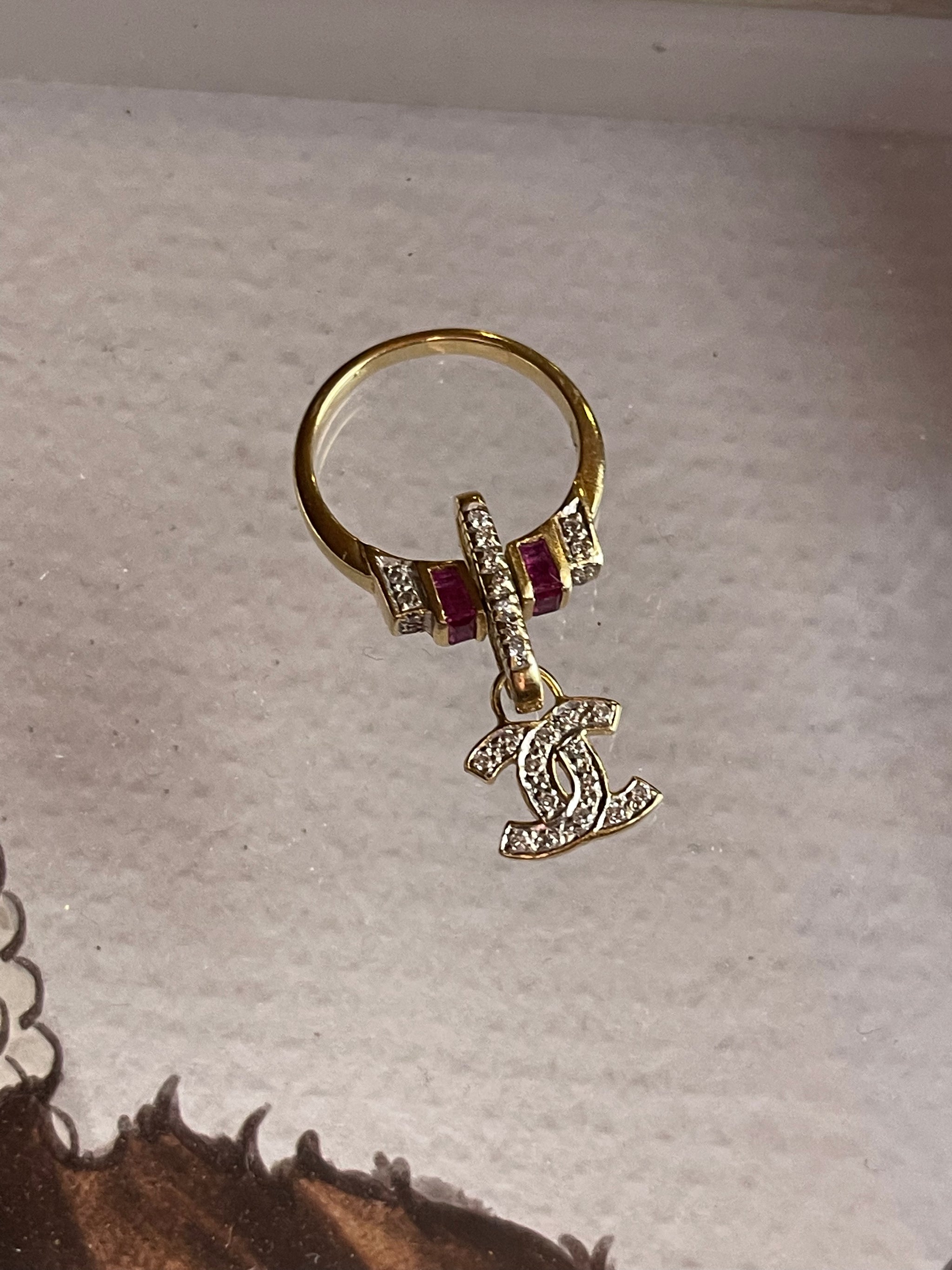 CHANEL dangle ring with diamonds and rubies set an 18 karat gold. - Unique  Gold & Diamonds