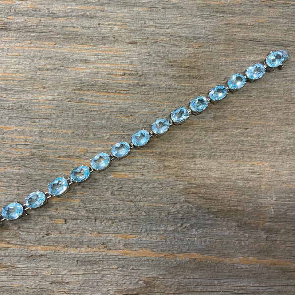 Vintage Sterling Silver Blue Topaz Bracelet
