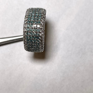 Blue and White Diamond Cocktail ring Ring set in 14k white gold