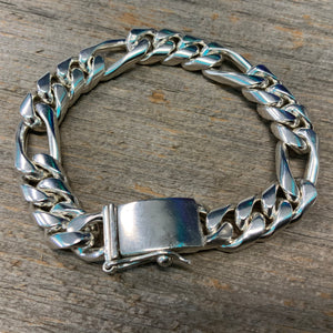 Vintage Sterling Silver Oversized Figaro Link Bracelet