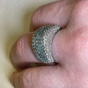 Blue and White Diamond Cocktail ring Ring set in 14k white gold