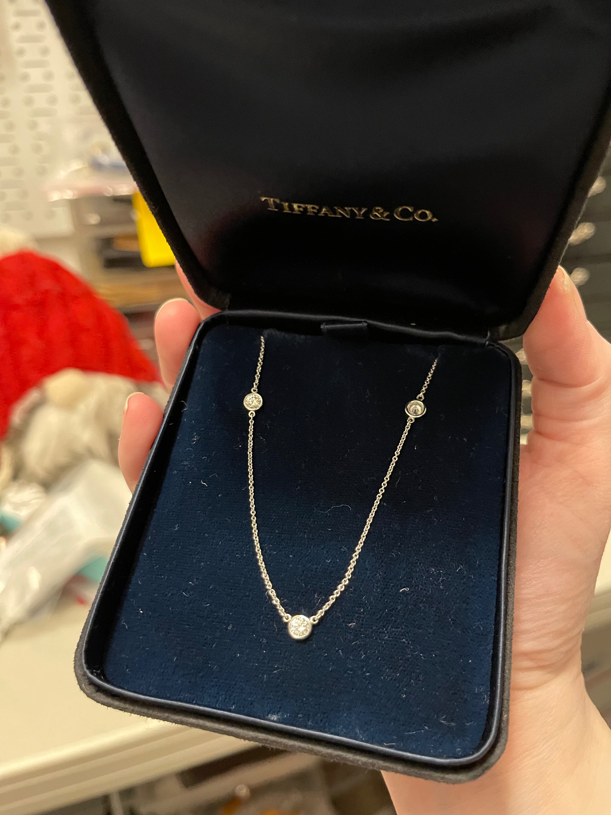 Tiffany Co. Elsa Peretti Diamonds by the Yard Necklace in Platinum Unique Gold Diamonds