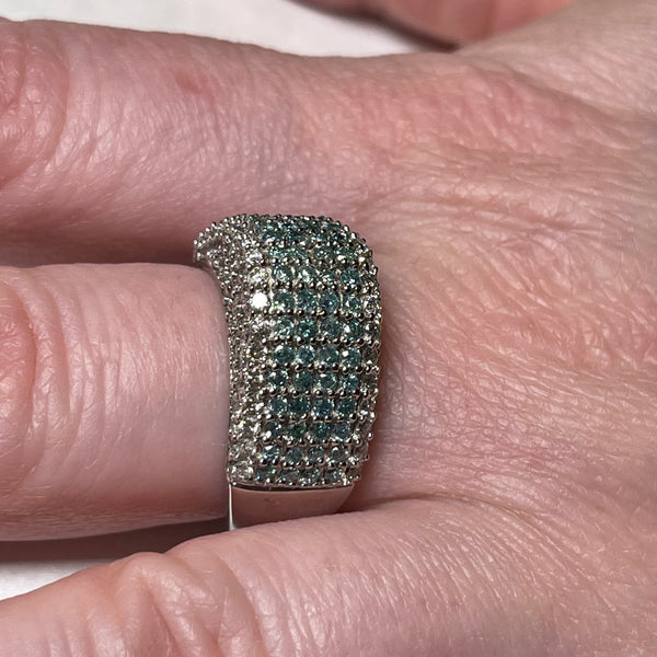 Blue and White Diamond Cocktail ring Ring set in 14k white gold