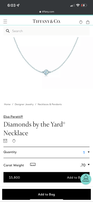 Tiffany & Co. Elsa Peretti Diamonds by the Yard Necklace in Platinum