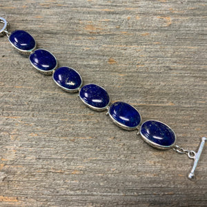 Vintage Blue Lapis Sterling Silver Bracelet