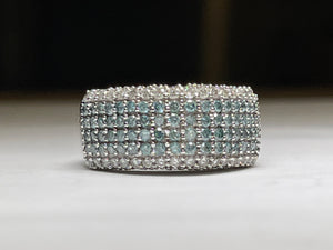 Blue and White Diamond Cocktail ring Ring set in 14k white gold