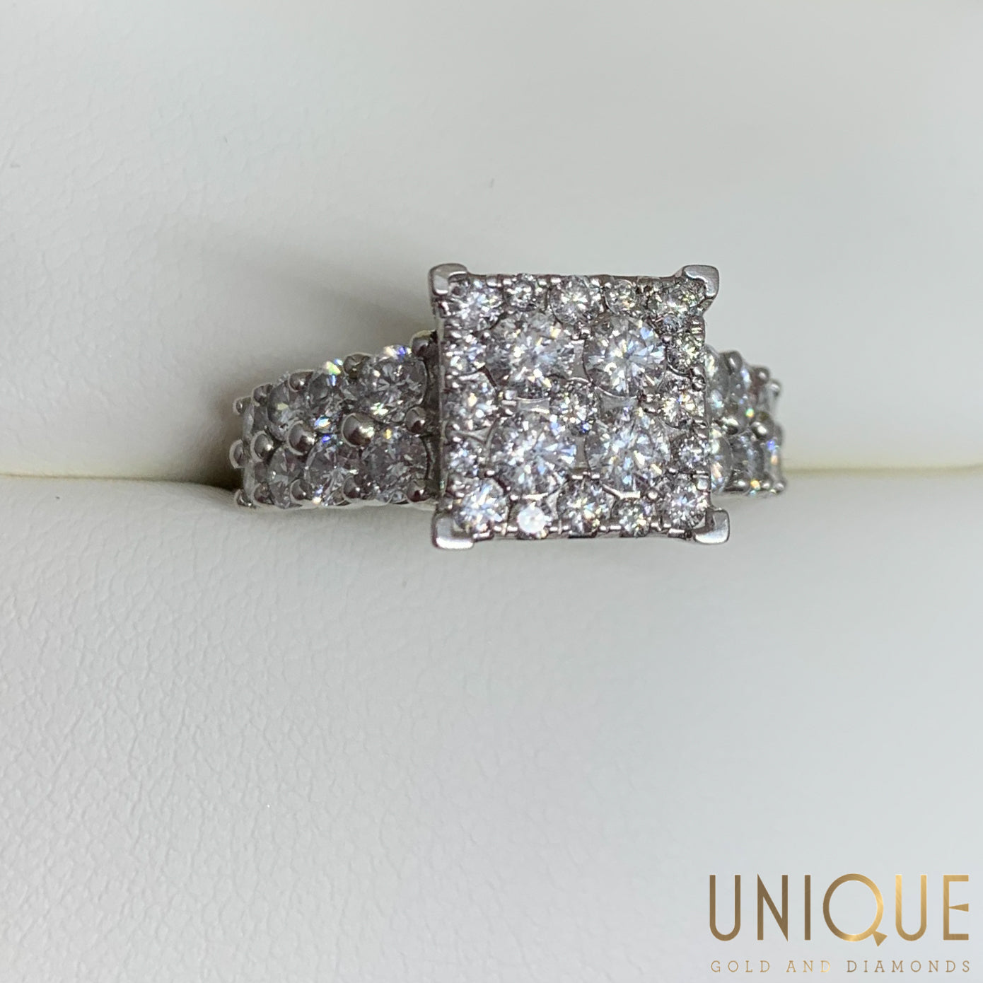 Square diamond cluster engagement rings Clearance