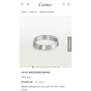 Cartier Love Wedding Band Size 5.25 White Gold