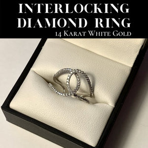 Interlocking 14 Karat White Gold Diamond Ring