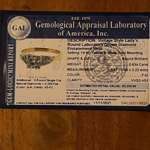 Round diamond (lab grown) engagement ring set in 14k yellow & white gold