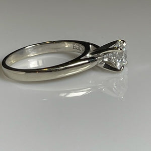 Tiffany set REAL Round Diamond Engagement Ring in REAL 14k white gold .98 carat.