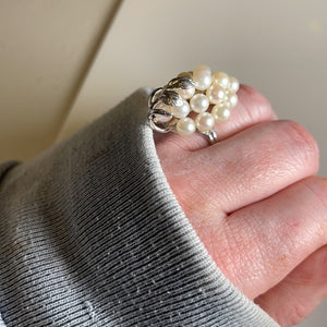 pearl grape ring set in 14k white gold—60’s vintage