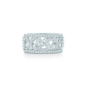 Tiffany & Co enchant scroll diamond platinum band ring