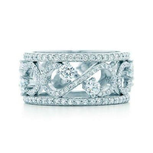 Tiffany & Co enchant scroll diamond platinum band ring