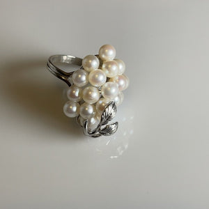 pearl grape ring set in 14k white gold—60’s vintage