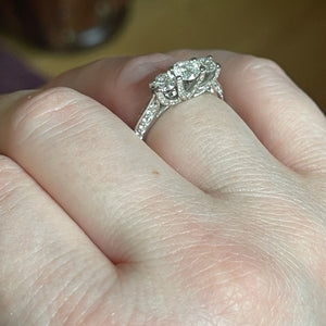 REAL Round Diamond Engagement Ring in REAL 14k white gold .75 cttw