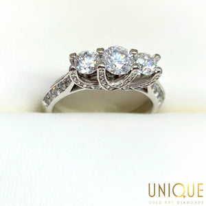 REAL Round Diamond Engagement Ring in REAL 14k white gold .75 cttw
