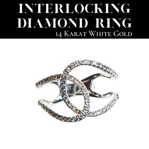 Interlocking 14 Karat White Gold Diamond Ring