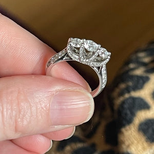 REAL Round Diamond Engagement Ring in REAL 14k white gold .75 cttw