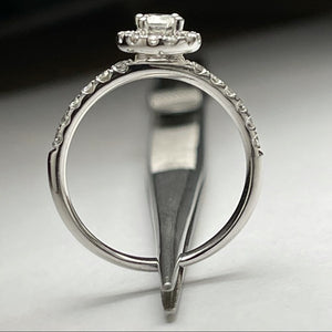 REAL Round Diamond Halo Engagement Ring In REAL 14k white gold .82 tcw