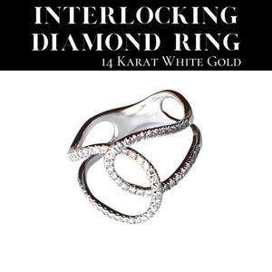 Interlocking 14 Karat White Gold Diamond Ring