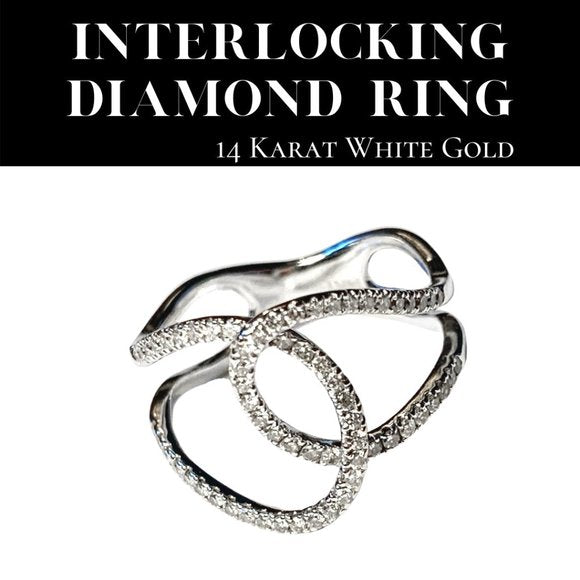 Interlocking 14 Karat White Gold Diamond Ring