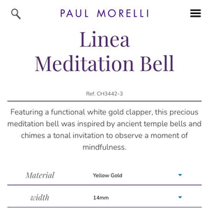 Paul Morelli Bell: Paul Morelli Linea Meditation Bell 14mm 18k gold