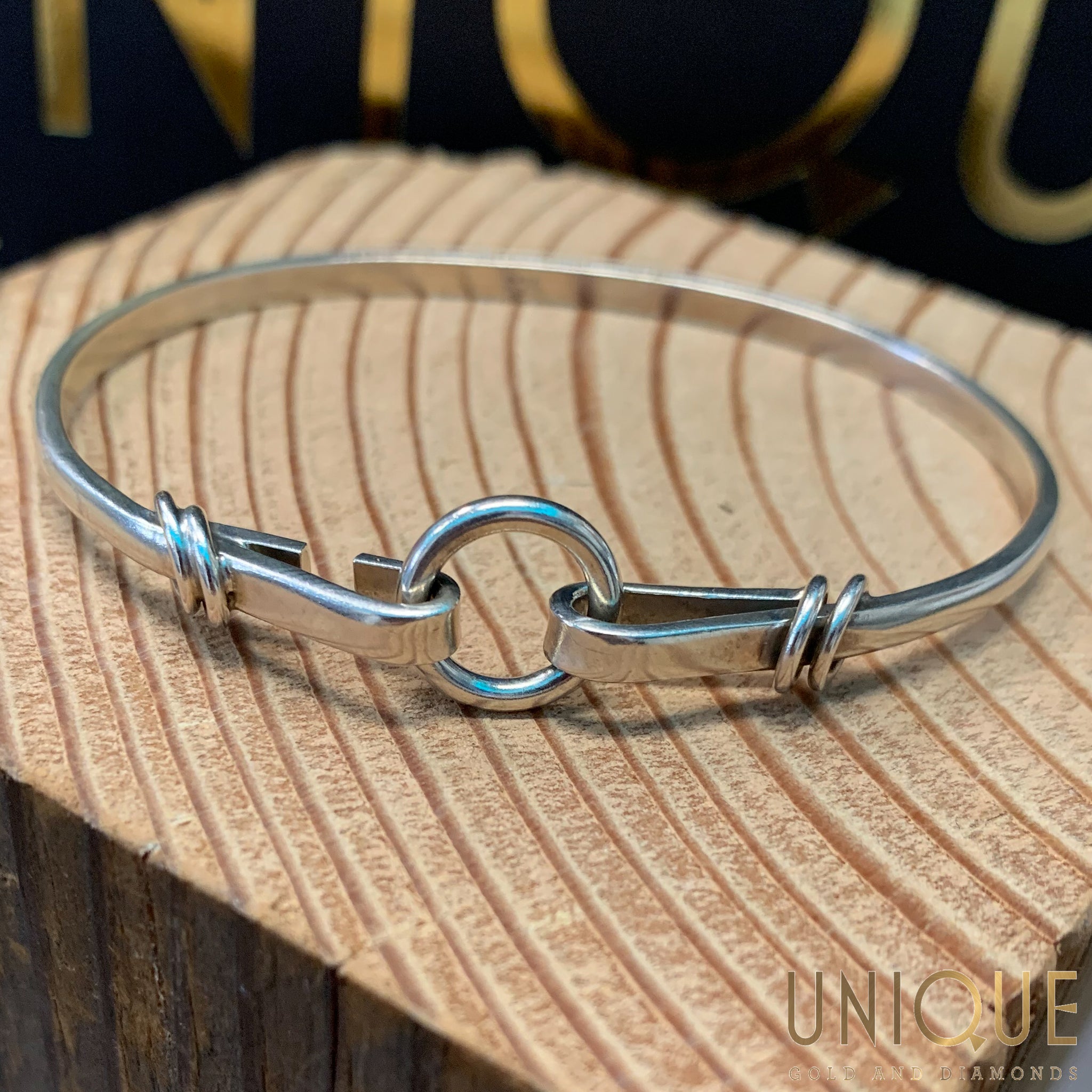 Silver hook bangle hot sale
