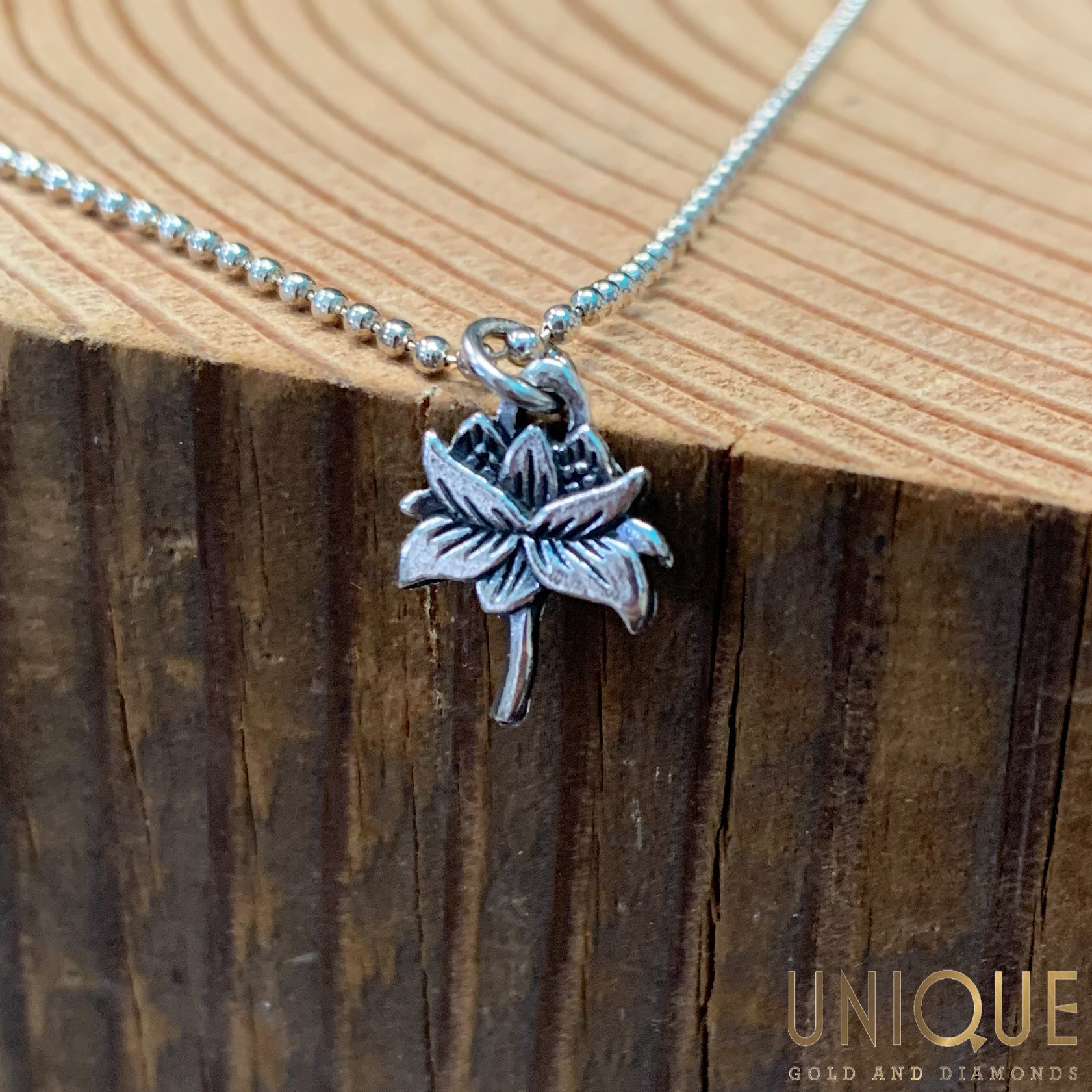Vintage Sterling Silver Flower Charm Necklace Unique Gold Diamonds