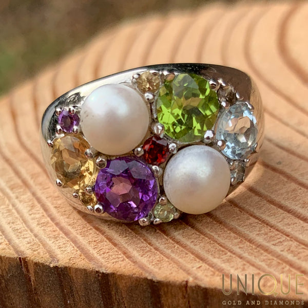 Hand Made Cultured Pearl Cocktail Ring from Indonesia - Glowing Moon |  NOVICA