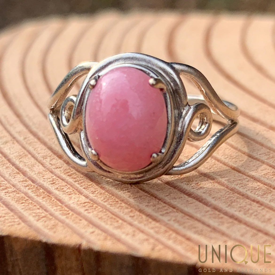 Vintage Sterling Silver Pink Stone Ring Unique Gold Diamonds