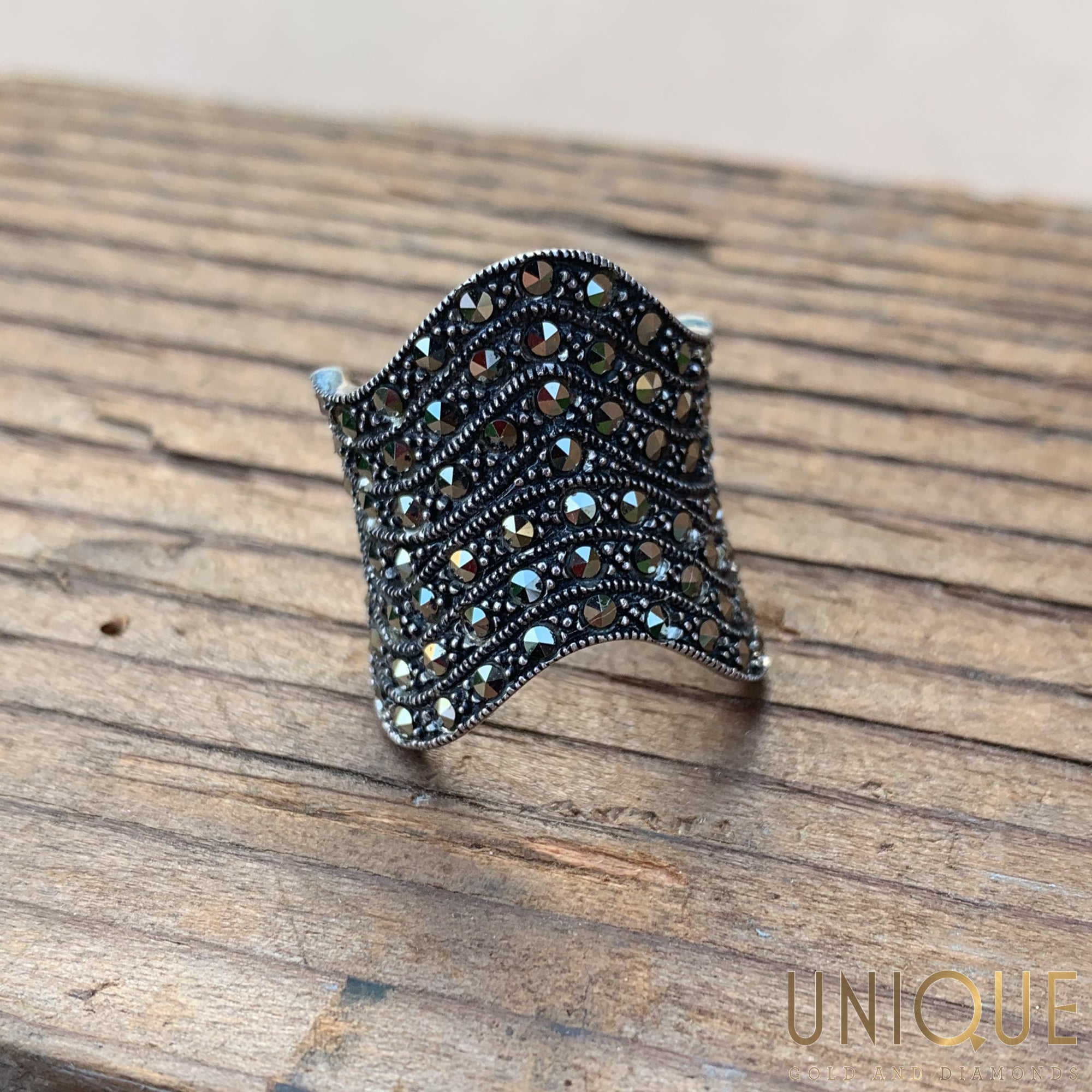 Studded sterling silver ring sales